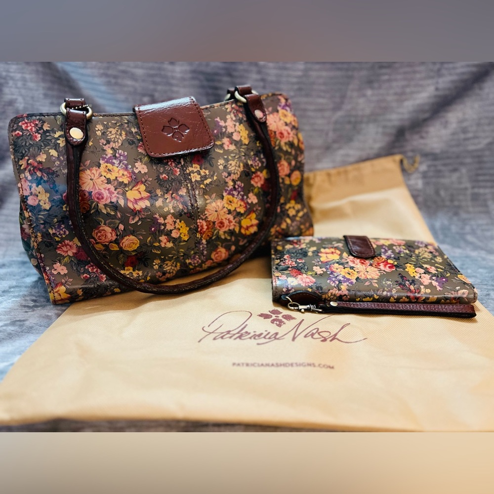 Patricia Nash Country Print Satchel and Wallet